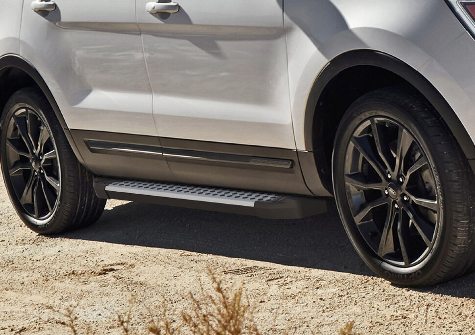 Пороги площадки (подножки) "Bmw-Style круг" Rival для Ford Explorer V 2010-2019, 193 см, 2 шт., алюминий, D193AL.1802.1 с доставкой по всей России