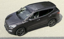 Пороги на автомобиль "Premium-Black" Rival для Hyundai Santa Fe II 2006-2012, 173 см, 2 шт., алюминий, A173ALB.2302.1