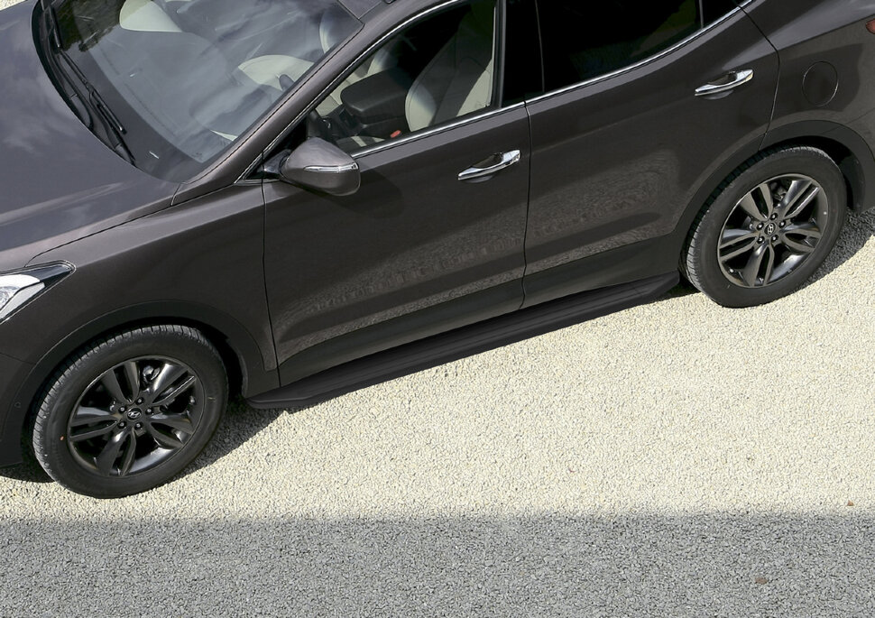 Пороги площадки (подножки) "Premium-Black" Rival для Hyundai Santa Fe II 2006-2012, 173 см, 2 шт., алюминий, A173ALB.2302.1 с доставкой по всей России