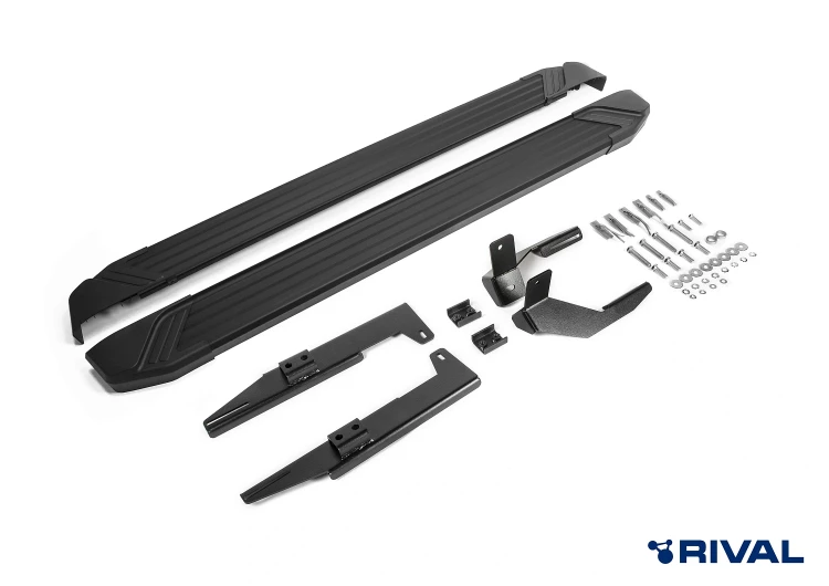 Пороги на автомобиль (подножки) "Black" Rival для Suzuki Vitara IV 2015-2018, 160 см, 2 шт., алюминий, F160ALB.5503.1