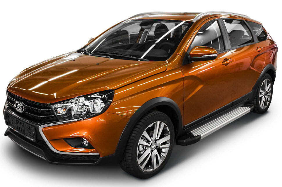 Пороги площадки (подножки) "Silver" Rival для Lada Vesta Cross универсал 2017-н.в., 180 см, 2 шт., алюминий, F180AL.6003.1 купить недорого