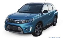 Пороги на автомобиль (подножки) "Bmw-Style круг" Rival для Suzuki Vitara 2015-2018, 160 см, 2 шт., алюминий, D160ALB.5503.1