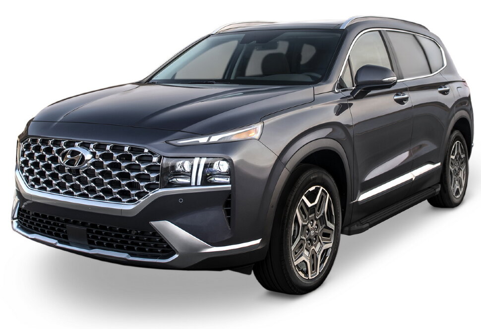 Пороги площадки (подножки) "Black"  Rival для Hyundai Santa Fe IV рестайлинг 2021-н.в., 180 см, 2 шт., алюминий, F180ALB.2312.1 купить недорого
