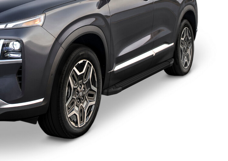 Пороги площадки (подножки) "Black"  Rival для Hyundai Santa Fe IV рестайлинг 2021-н.в., 180 см, 2 шт., алюминий, F180ALB.2312.1