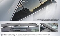 Дефлекторы окон с молдингом Rival для Toyota Camry XV50 рестайлинг седан 2014-2018, литьевой ПММА, 4 шт., 85701001