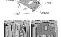 Защита кислородного датчика АвтоБроня для Nissan Terrano III рестайлинг 2016-2017 2017-н.в., штампованная, сталь 1.5 мм, с крепежом, 111.04725.3