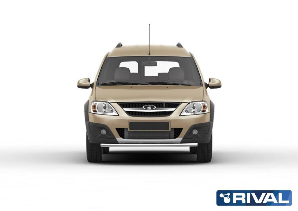 Защита переднего бампера d42 + комплект крепежа, RIVAL, Lada Largus Cross 2014-