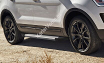 Пороги площадки (подножки) "Silver" Rival для Ford Explorer V 2010-2019, 193 см, 2 шт., алюминий, F193AL.1802.1