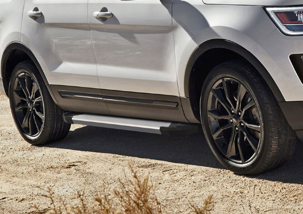 Пороги площадки (подножки) "Silver" Rival для Ford Explorer V 2010-2019, 193 см, 2 шт., алюминий, F193AL.1802.1 с доставкой по всей России