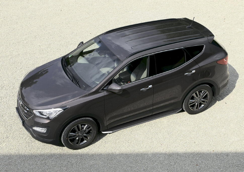 Пороги площадки (подножки) "Premium" Rival для Hyundai Santa Fe II 2006-2012, 173 см, 2 шт., алюминий, A173ALP.2302.1 купить недорого