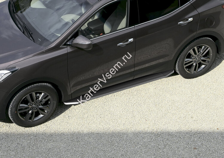 Пороги на автомобиль "Premium" Rival для Hyundai Santa Fe II 2006-2012, 173 см, 2 шт., алюминий, A173ALP.2302.1