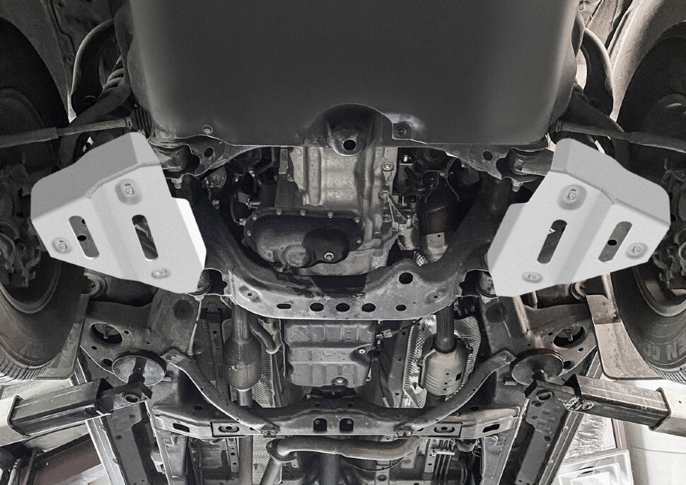 Защита передних рычагов Rival для Toyota Tacoma III (без KDSS) 2015-2019 2019-н.в., алюминий 6 мм, с крепежом, штампованная, 2 части, 2333.9546.1.6