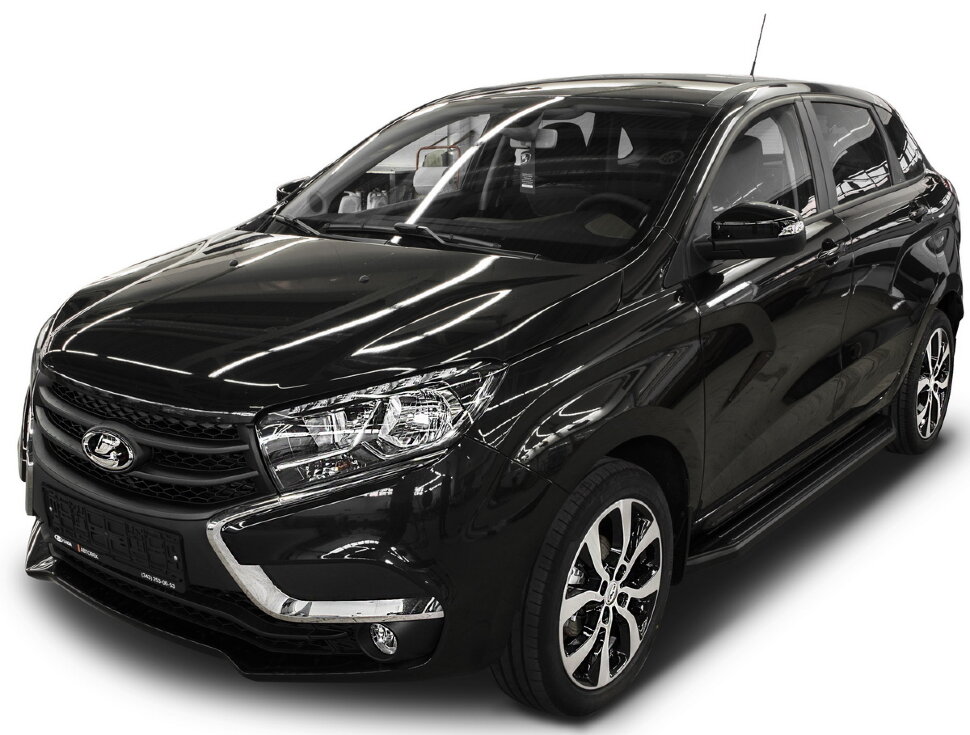 Пороги площадки (подножки) "Premium-Black" Rival для Lada Xray 2015-н.в., 173 см, 2 шт., алюминий, A173ALB.6002.1 купить недорого