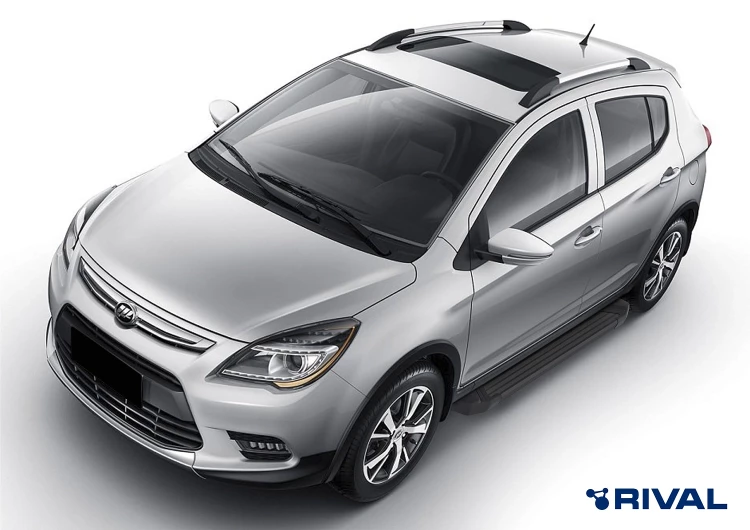 Пороги на автомобиль (подножки) "Black" Rival для Lifan X50 2015-н.в., 173 см, 2 шт., алюминий, F173ALB.3303.1