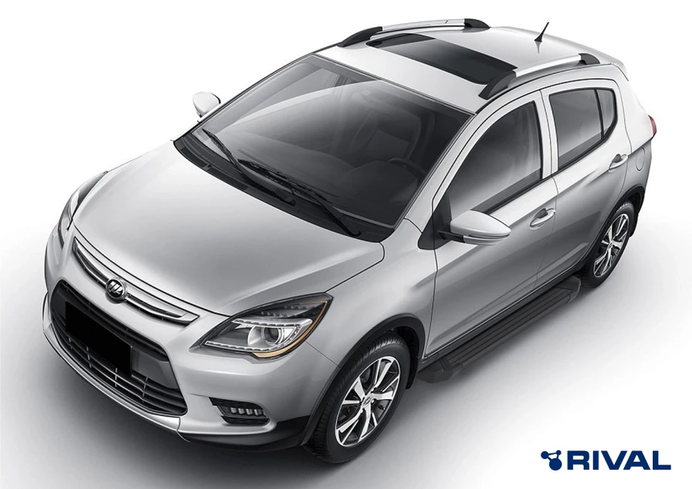 Пороги на автомобиль (подножки) "Black" Rival для Lifan X50 2015-н.в., 173 см, 2 шт., алюминий, F173ALB.3303.1