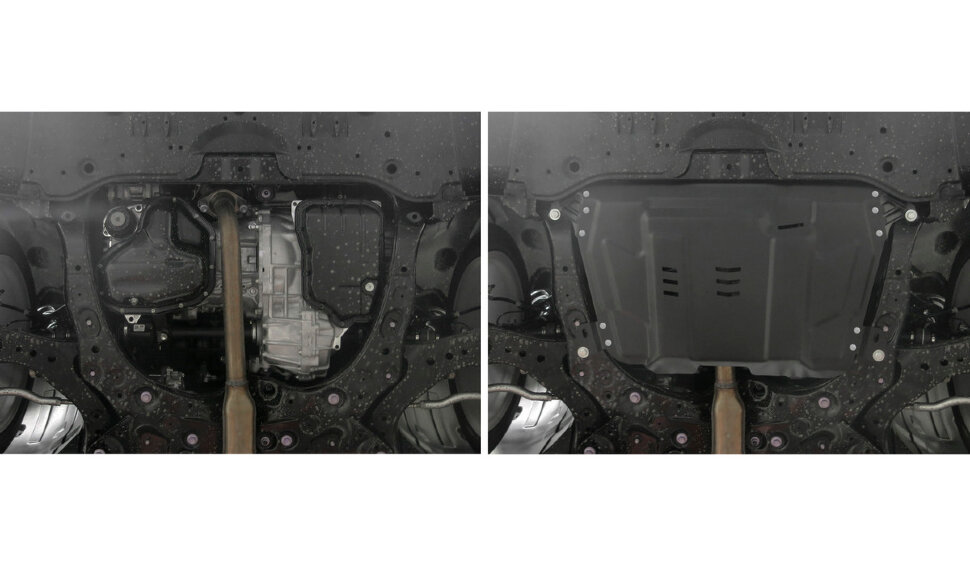 Защита картера и КПП AutoMax для Toyota Highlander U40, U50 2010-2020, сталь 1.4 мм, с крепежом, штампованная, AM.9519.1