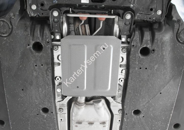 Защита заслонки системы выпуска ОГ Rival для Skoda Kodiaq 2017-н.в., штампованная, алюминий 3 мм, без крепежа, 3.5117.1