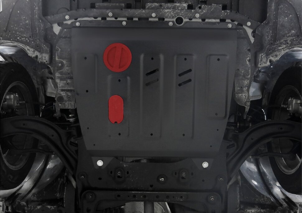 Защита картера и КПП АвтоБроня для Nissan Tiida II CVT 2015-2016, штампованная, сталь 1.8 мм, с крепежом, 111.04151.1