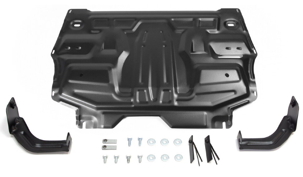 Защита картера и КПП АвтоБроня для Seat Ibiza IV 2008-2015, штампованная, сталь 1.5 мм, с крепежом, 111.05842.1