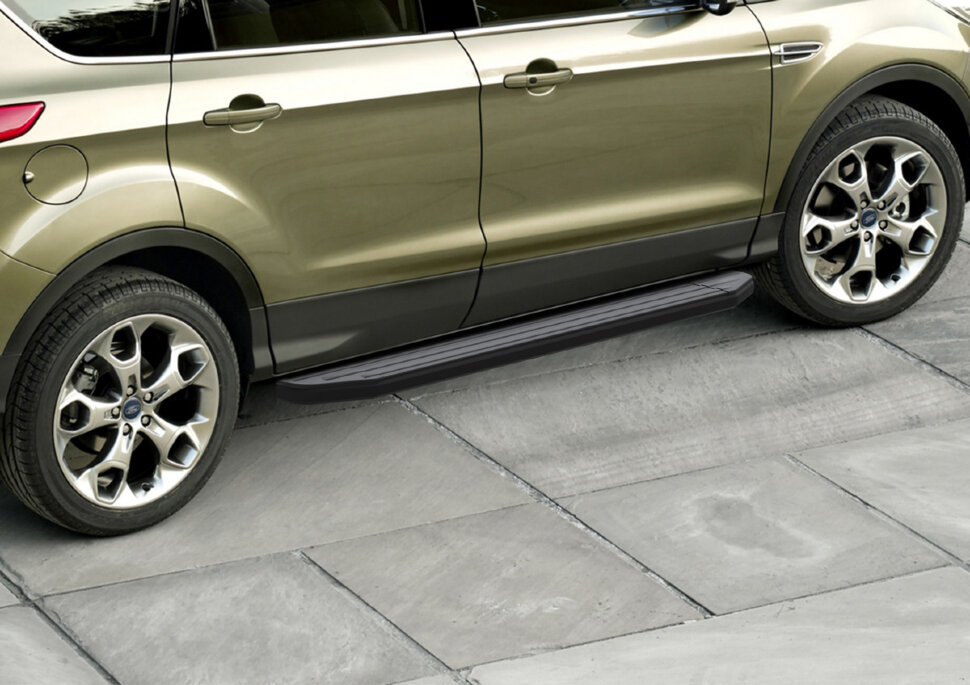Пороги площадки (подножки) "Premium-Black" Rival для Ford Kuga I 2008-2013, 173 см, 2 шт., алюминий, A173ALB.1801.1 с доставкой по всей России
