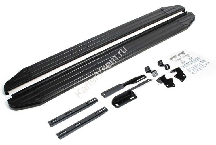 Пороги площадки (подножки) "Premium-Black" Rival для Ford Kuga I 2008-2013, 173 см, 2 шт., алюминий, A173ALB.1801.1
