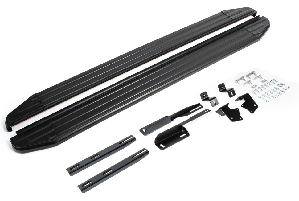 Пороги площадки (подножки) "Premium-Black" Rival для Ford Kuga I 2008-2013, 173 см, 2 шт., алюминий, A173ALB.1801.1 с инструкцией и сертификатом