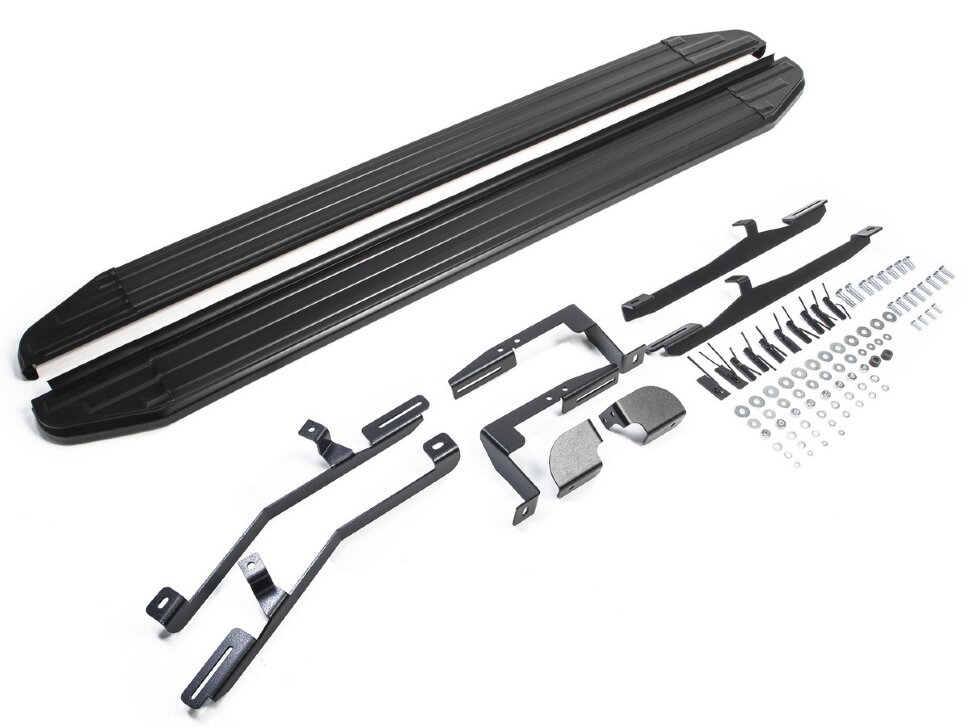 Пороги площадки (подножки) "Premium-Black" Rival для Hyundai Santa Fe III 2012-2018, 180 см, 2 шт., алюминий, A180ALB.2305.2 высокого качества