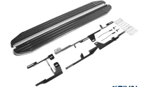 Пороги на автомобиль (подножки) "Premium" Rival для Geely MK Cross 2011-2016, 173 см, 2 шт., алюминий, A173ALP.1901.1