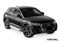 Пороги на автомобиль (подножки) "Silver" Rival для Audi Q5 II 2017-н.в., 193 см, 2 шт., алюминий, F193AL.0302.2