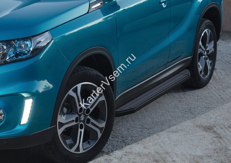 Пороги площадки (подножки) "Premium-Black" Rival для Suzuki Vitara IV 2015-2018, 160 см, 2 шт., алюминий, A160ALB.5503.1 с доставкой по всей России