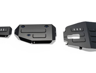 Защита картера, КПП, топливного бака и редуктора Rival для Kia Sorento IV 4WD 2020-н.в., сталь 1.8 мм, 3 части, с крепежом, штампованная, K111.2853.1