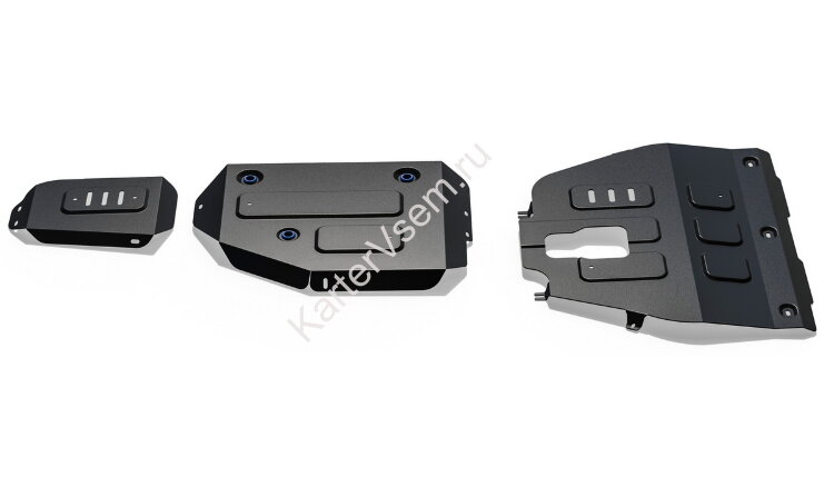 Защита картера, КПП, топливного бака и редуктора Rival для Kia Sorento IV 4WD 2020-н.в., сталь 1.8 мм, 3 части, с крепежом, штампованная, K111.2853.1