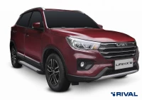 Пороги на автомобиль (подножки) "Silver" Rival для Lifan X70 2017-н.в., 173 см, 2 шт., алюминий, F173AL.3305.1