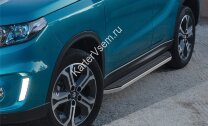 Пороги площадки (подножки) "Premium" Rival для Suzuki Vitara IV 2015-2018, 160 см, 2 шт., алюминий, A160ALP.5503.1