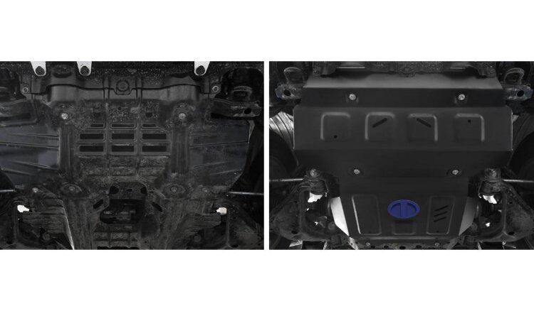 Защита радиатора и картера Rival (часть 1) для Toyota Hilux VIII 4WD (только со штатным бампером) 2015-2018, сталь 1.8 мм, без крепежа, штампованная, 1.9501.1