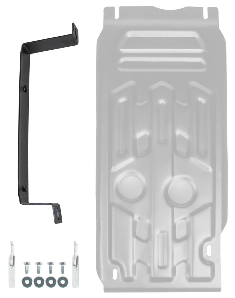 Защита КПП и РК Rival для BMW X6 E71, F16 (xDrive50i) 2008-2020 (устанавл-ся совместно с 333.0508.1), штампованная, алюминий 3 мм, с крепежом, 333.0505.1