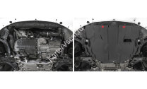 Защита картера и КПП АвтоБроня для Seat Leon II 2005-2012, штампованная, сталь 1.5 мм, с крепежом, 111.05107.1