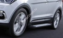 Пороги площадки (подножки) "Bmw-Style круг" Rival для Hyundai Santa Fe III 2012-2018, 180 см, 2 шт., алюминий, D180AL.2305.2 с доставкой по всей России