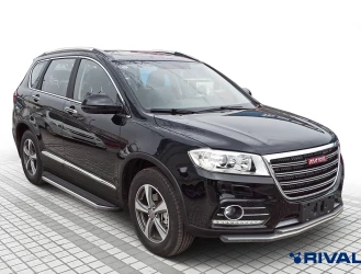 Пороги на автомобиль (подножки) "Premium" Rival для Haval H6 2014-2020, 173 см, 2 шт., алюминий, A173ALP.9402.1