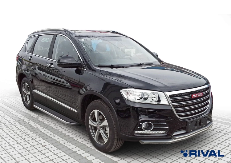 Пороги на автомобиль (подножки) "Premium" Rival для Haval H6 2014-2020, 173 см, 2 шт., алюминий, A173ALP.9402.1