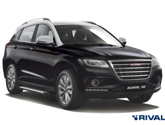 Пороги на автомобиль (подножки) "Bmw-Style круг" Rival для Haval H2 2014-2020, 173 см, 2 шт., алюминий, D173AL.9401.1