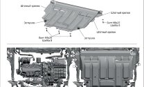 Защита картера и КПП АвтоБроня для Seat Leon III 2013-2015, штампованная, сталь 1.5 мм, с крепежом, 111.05128.1