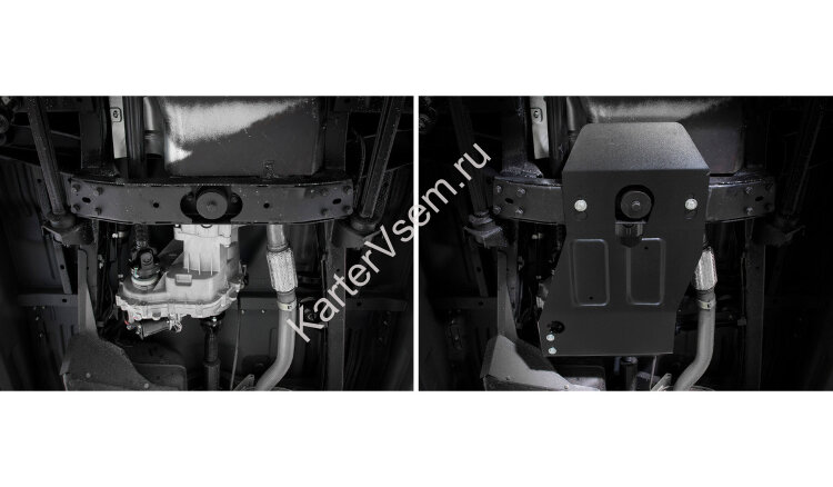 Защита КПП и РК АвтоБроня для УАЗ Patriot I рестайлинг 2014-2016, штампованная, сталь 3 мм, с крепежом, 222.06311.1