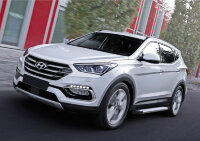 Пороги на автомобиль "Silver" Rival для Hyundai Santa Fe III 2012-2018, 180 см, 2 шт., алюминий, F180AL.2305.2