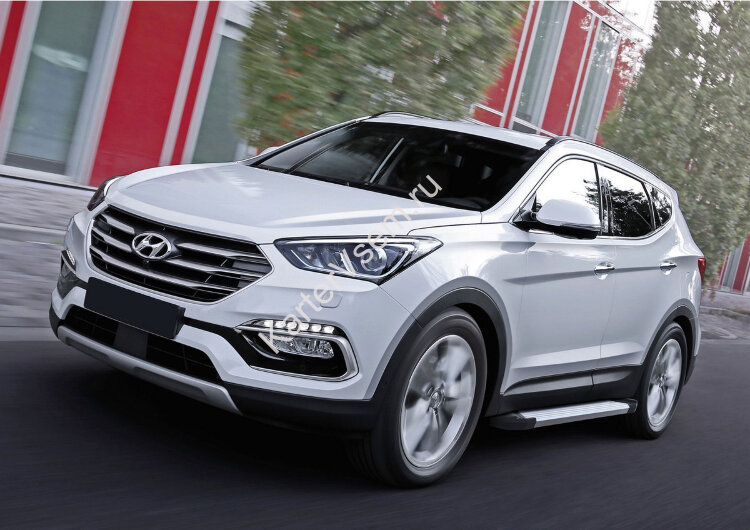 Пороги площадки (подножки) "Silver" Rival для Hyundai Santa Fe III 2012-2018, 180 см, 2 шт., алюминий, F180AL.2305.2 купить недорого