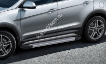 Пороги площадки (подножки) "Silver" Rival для Hyundai Santa Fe III 2012-2018, 180 см, 2 шт., алюминий, F180AL.2305.2 с доставкой по всей России