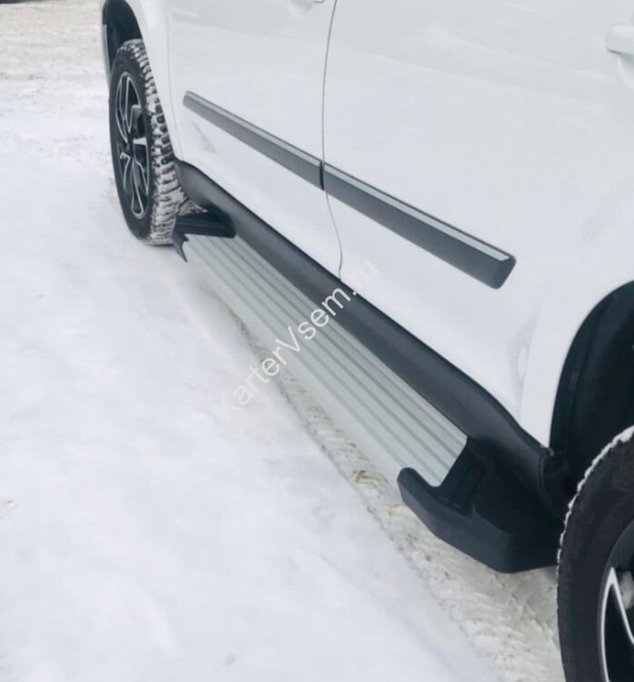 Пороги площадки (подножки) "Silver" Rival для Hyundai Santa Fe III 2012-2018, 180 см, 2 шт., алюминий, F180AL.2305.2 с возможностью установки