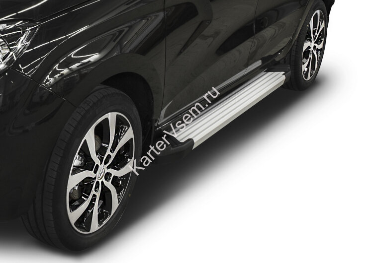 Пороги площадки (подножки) "Silver" Rival для Lada Xray 2015-н.в., 173 см, 2 шт., алюминий, F173AL.6002.1