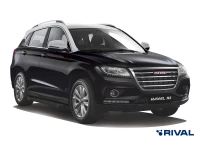 Пороги на автомобиль (подножки) "Black" Rival для Haval H2 2014-2020, 173 см, 2 шт., алюминий, F173ALB.9401.1