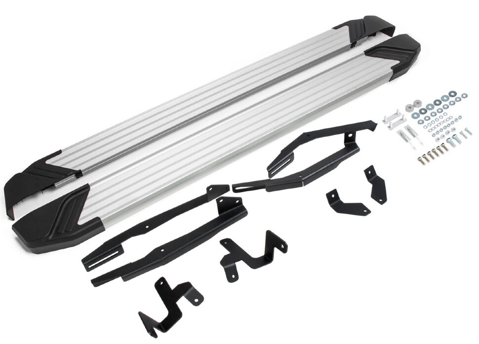 Пороги площадки (подножки) "Silver" AutoMax для Renault Duster I, II 2010-2021 2021-н.в., 173 см, 2 шт., алюминий, AMS.F173S.4701.1 с инструкцией и сертификатом